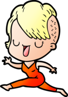 cute cartoon girl with hipster haircut png