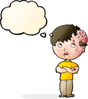 cartoon boy with growth on head with thought bubble png