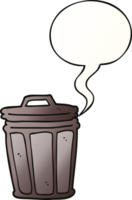 cartoon trash can with speech bubble in smooth gradient style png