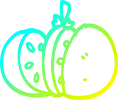 cold gradient line drawing of a cartoon sliced tomato png