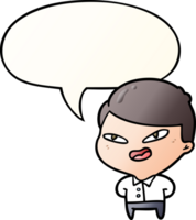 cartoon happy businessman with speech bubble in smooth gradient style png