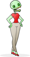 hand drawn cartoon zombie woman png