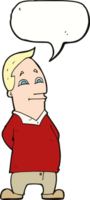 Cartoon freundlicher Mann mit Sprechblase png