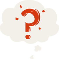 cartoon question mark with thought bubble in retro style png