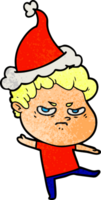 mão desenhado texturizado desenho animado do uma Bravo homem vestindo santa chapéu png