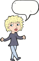 cartoon woman with no worries with speech bubble png