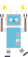 flat color retro cartoon of a dancing robot png