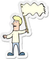 sticker of a cartoon man waving white flag png