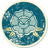 iconisch verontrust sticker tatoeëren stijl beeld van een bloem png