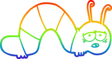 arco Iris gradiente linha desenhando do uma desenho animado cansado lagarta png