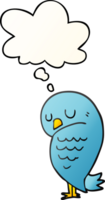 cartoon bird with thought bubble in smooth gradient style png