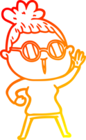 värma lutning linje teckning av en tecknad serie kvinna bär glasögon png