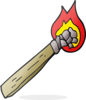 hand drawn cartoon burning wood torch png