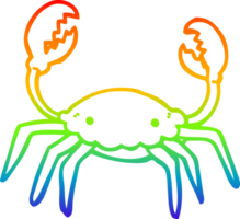 rainbow gradient line drawing of a cartoon crab png