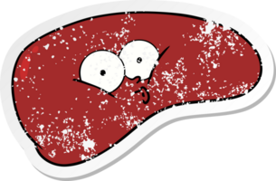 verontruste sticker van een cartoonlever png