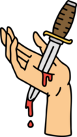 tatuaje en tradicional estilo de un daga en el mano png