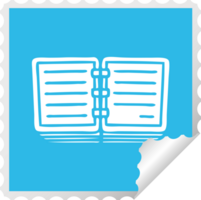 fyrkant peeling klistermärke tecknad serie av en notera bok png
