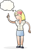 cartoon woman with clever idea with thought bubble png