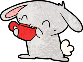 cartoon rabbit drinking tea png