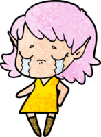 niña elfa de dibujos animados llorando png