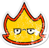 distressed sticker of a cute cartoon fire png