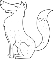 hand drawn black and white cartoon wolf png