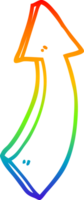 rainbow gradient line drawing of a cartoon pointing arrow png