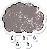 distressed sticker of a cartoon cloud raining png