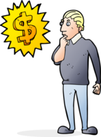 cartoon man thinking about making more money png