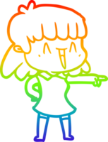 rainbow gradient line drawing of a cartoon woman png