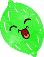 main tiré rétro dessin animé de une content citron png