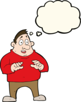 cartoon excited overweight man with thought bubble png