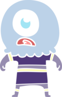 flat color style cartoon cyclops alien spaceman png