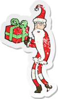 retro distressed sticker of a cartoon santa claus png