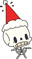 hand drawn christmas cartoon of kawaii skeleton png