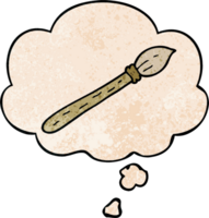 cartoon paintbrush with thought bubble in grunge texture style png