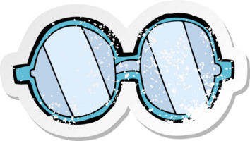 retro distressed sticker of a cartoon glasses png