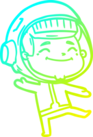 cold gradient line drawing of a happy cartoon astronaut png