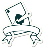 tattoo style sticker with banner of a torn card png