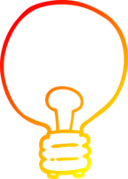 warm gradient line drawing of a cartoon light bulb png