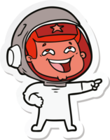 sticker of a cartoon laughing astronaut png