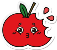 pegatina de una linda manzana roja de dibujos animados png