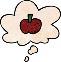 desenho animado maçã símbolo com pensamento bolha dentro grunge textura estilo png