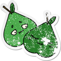 distressed sticker of a cute cartoon pears png