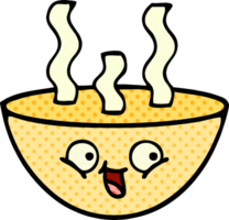 comic book style cartoon of a bowl of hot soup png