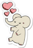 klistermärke av en tecknad elefant med kärlekshjärtan png
