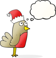 hand- getrokken gedachte bubbel tekenfilm Kerstmis Robin png