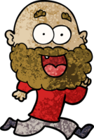 cartoon crazy happy man with beard running png