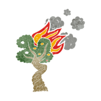 arbre brûlant de dessin animé png