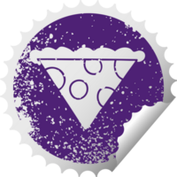 distressed circular peeling sticker quirky symbol slice of pizza png